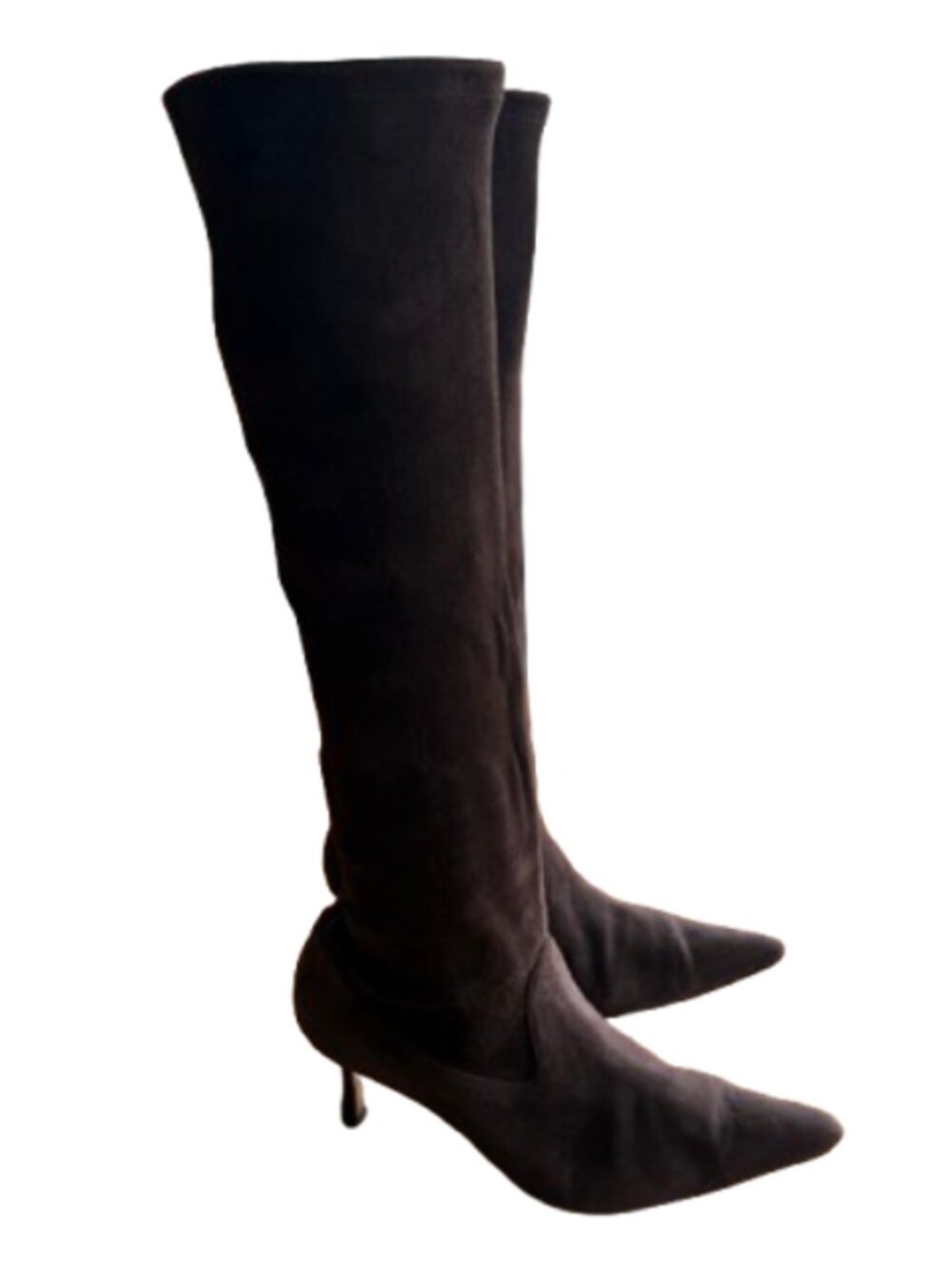 Manolo Blahnik Chocolate Brown Suede Knee High Stiletto Heel Boots Size 38.5 US8